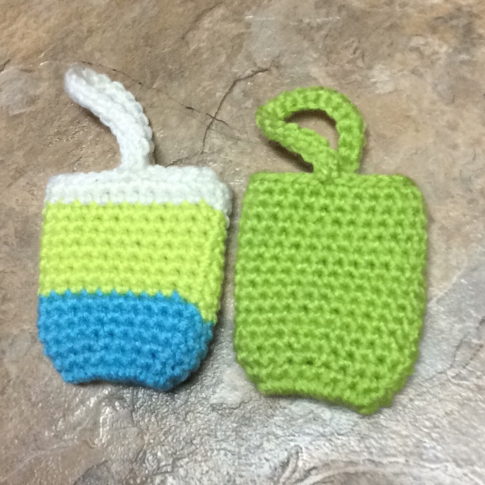 Green blue & white hand sanitizer holder 2 pack - Picture 2 of 5